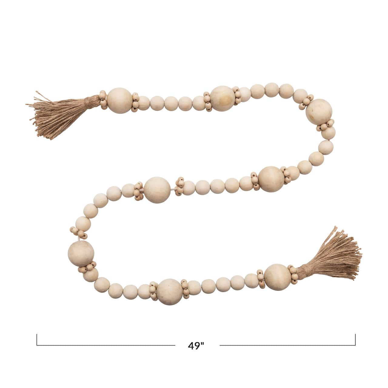 Hello Honey® 4ft. Wood Bead Garland with Jute Tassels